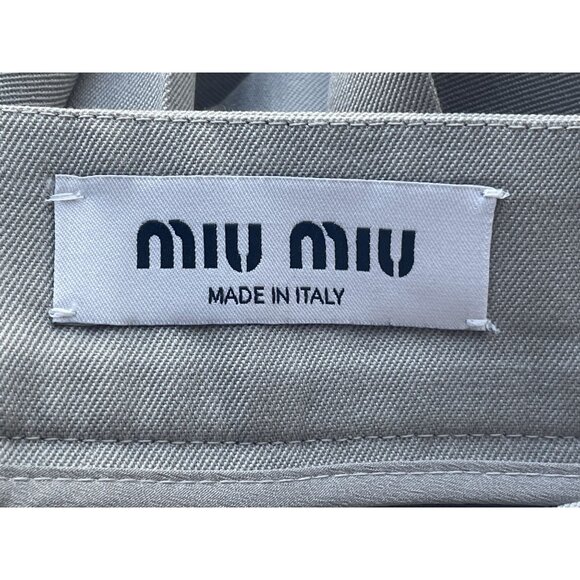 Miu Miu Gray Pleated Wool Skirt With Button Detail Made In Italy - Picture 4 of 9